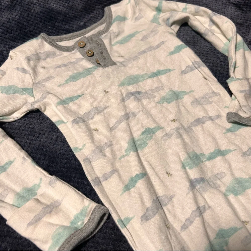 Burt‎ Bees Sleeper Clouds 0-6 Months Organic Cotton Open Bottom